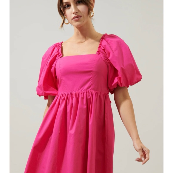 Sugarlips Marion Oversized Puff Sleeve Babydoll Mini Dress, Size XS, Like New - Picture 2 of 8